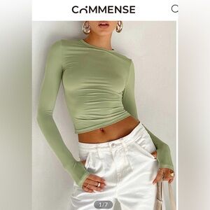 Semi-Sheer Long Sleeve Crop Top